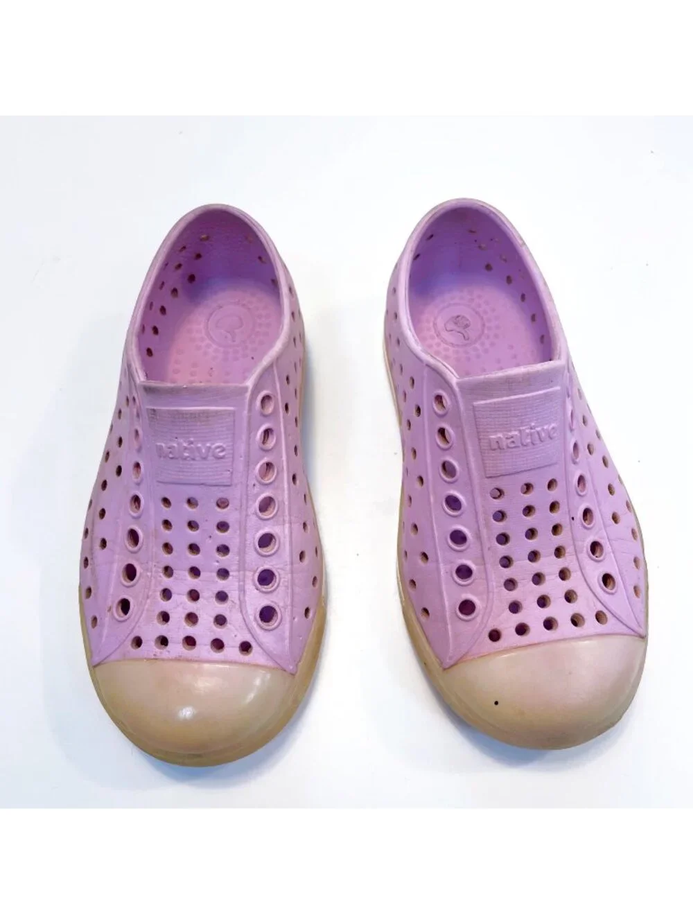 Native Jefferson Pink/Cream Slip on Waterproof Shoes, size 8